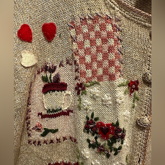 Vintage Valentine’s Day Button Cardigan Sweater - Picture 4 of 7